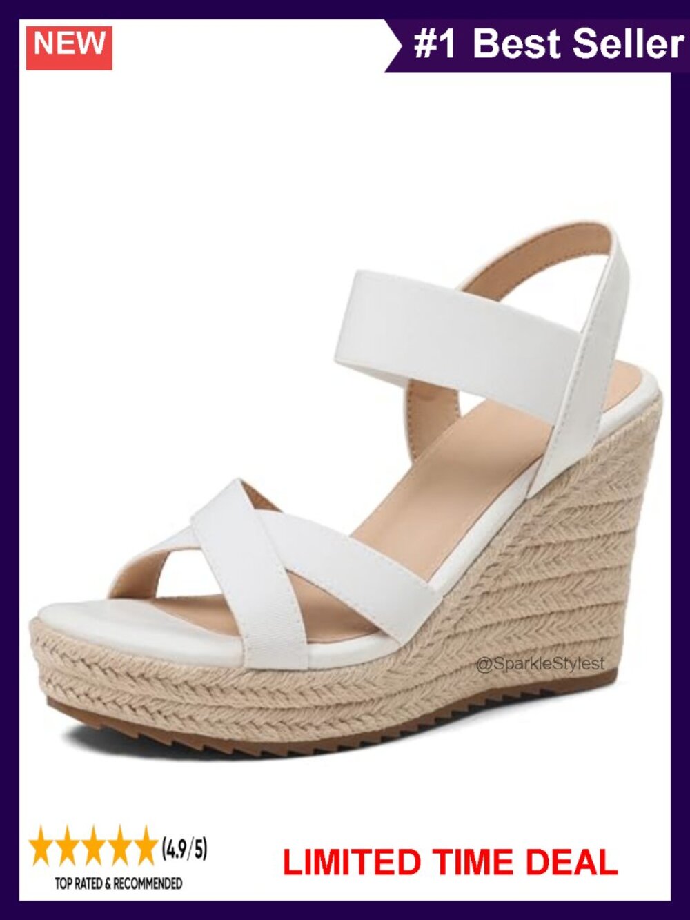 Mikarka Open Toe Espadrille Wedge Sandals Slip On Ankle Strap Platform